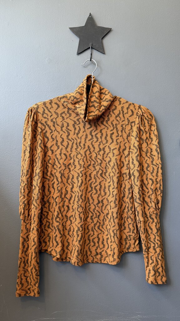 Printed Knit Turtleneck Top