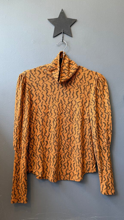Printed Knit Turtleneck Top