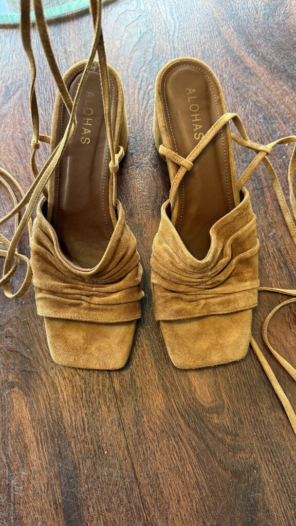 Suede Wrap Heel Sandals