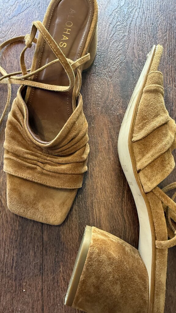 Suede Wrap Heel Sandals