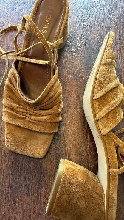 Suede Wrap Heel Sandals