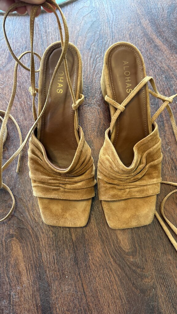 Suede Wrap Heel Sandals