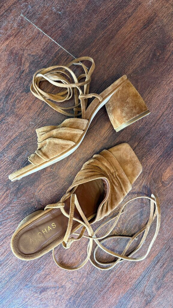 Suede Wrap Heel Sandals