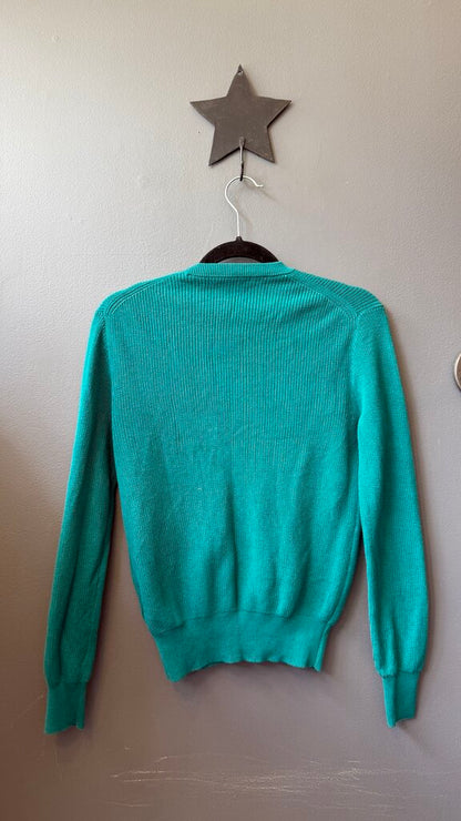 Cotton Ribbed Knit Vneck Cardigan Sweater