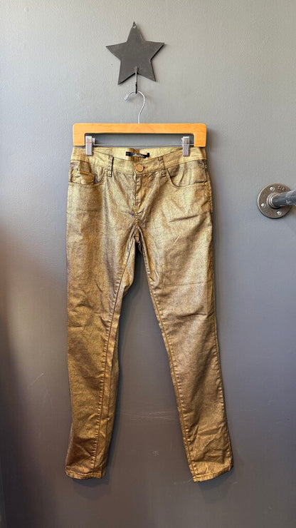 Gold Metallic Skinny Jeans