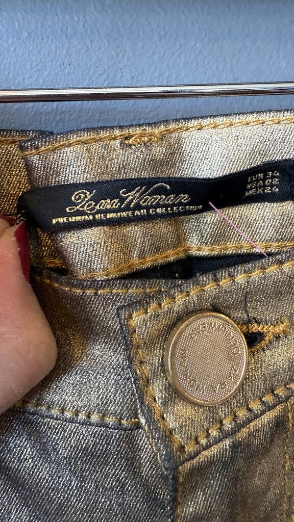 Gold Metallic Skinny Jeans