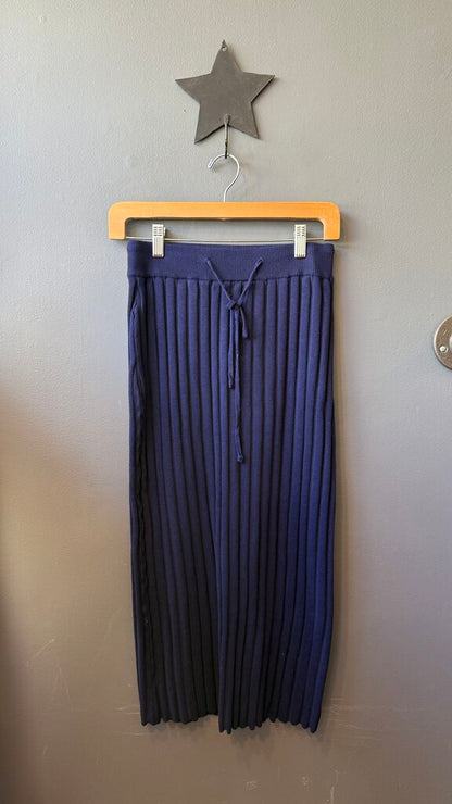 Rib Knit Drawstring Midi Skirt