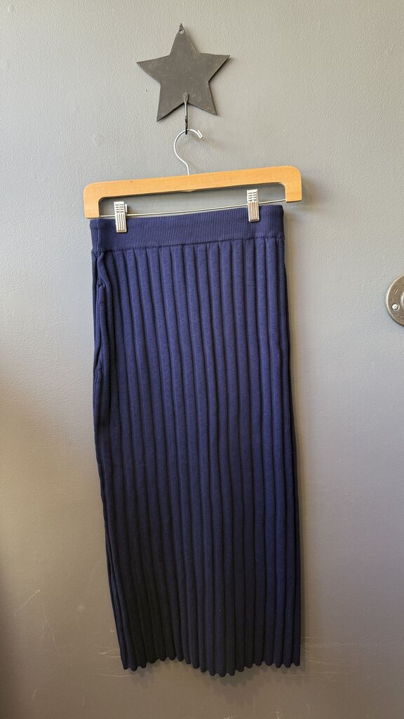 Rib Knit Drawstring Midi Skirt