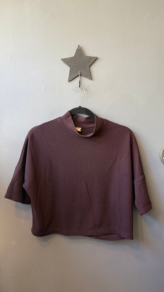 Textured Mockneck Crop Top