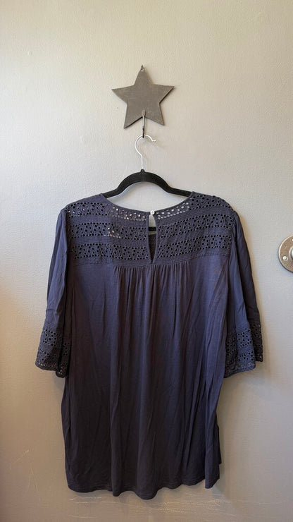 Eyelet Neckline Blouse