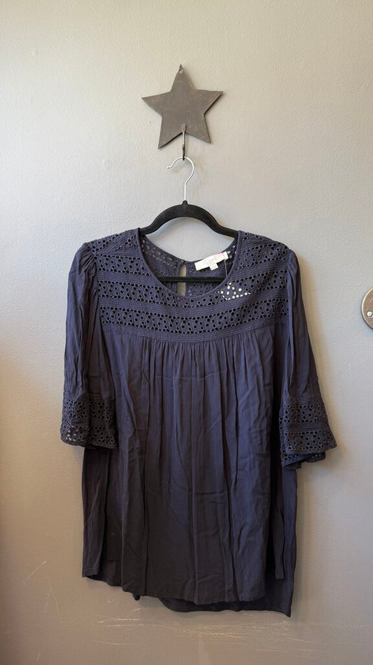 Eyelet Neckline Blouse