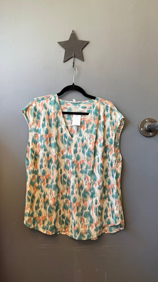 Watercolor Vneck Blouse