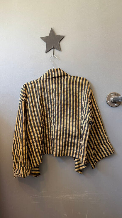 Stripe Crop Open Jacket
