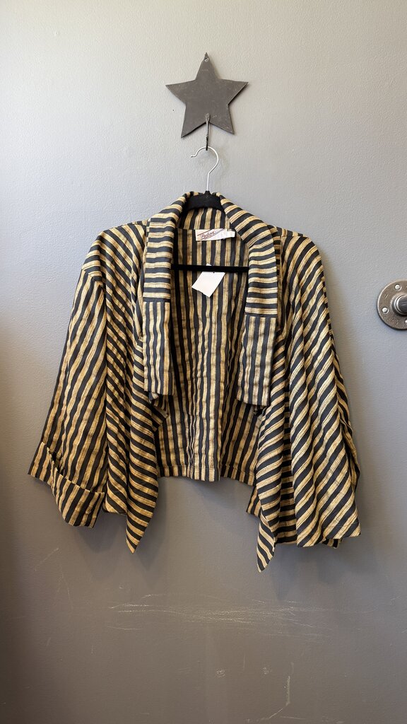 Stripe Crop Open Jacket