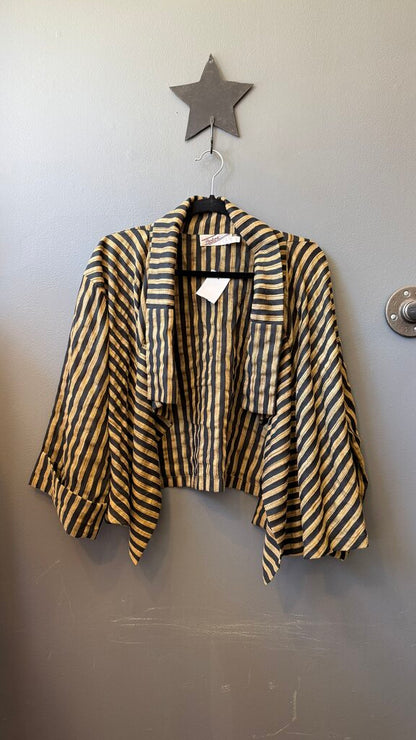 Stripe Crop Open Jacket