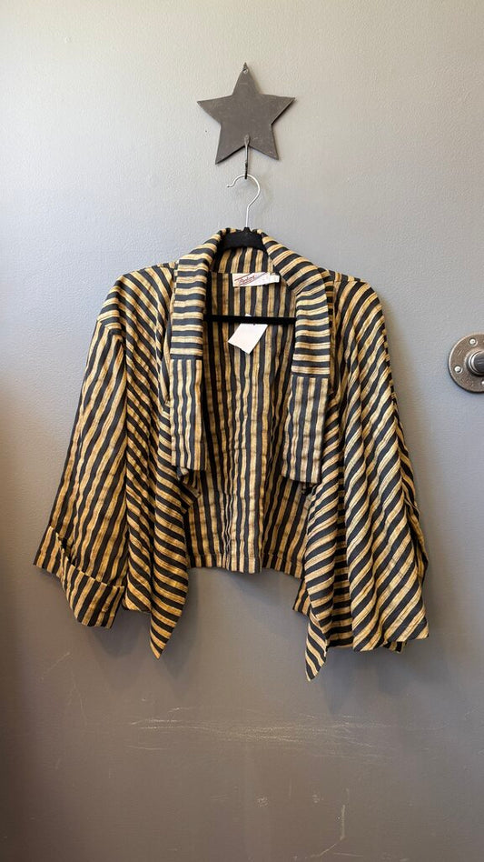 Stripe Crop Open Jacket