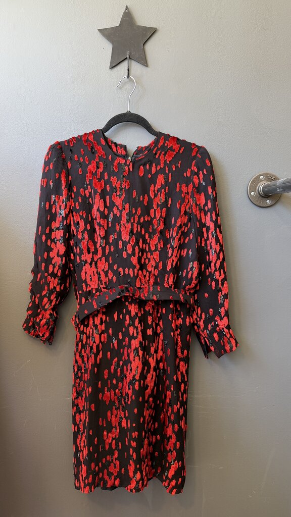 Vintage Velvet Detail Midi Dress