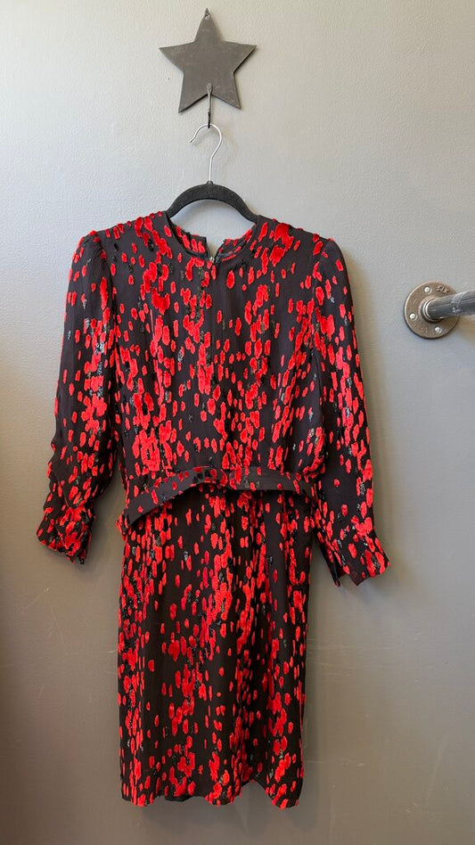 Vintage Velvet Detail Midi Dress