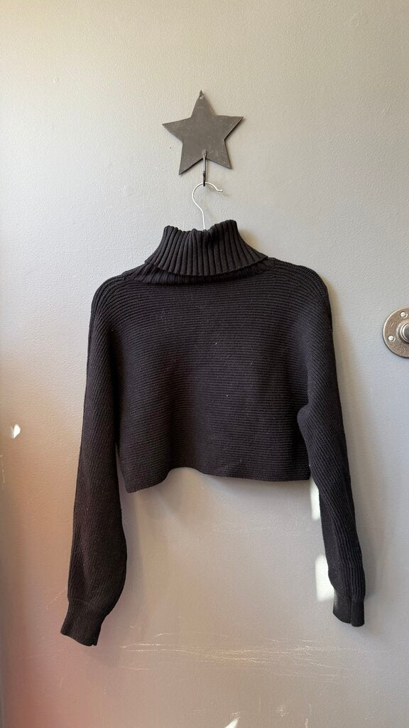Ribbed Crop Turtleneck Sweater