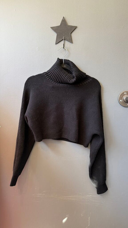 Ribbed Crop Turtleneck Sweater