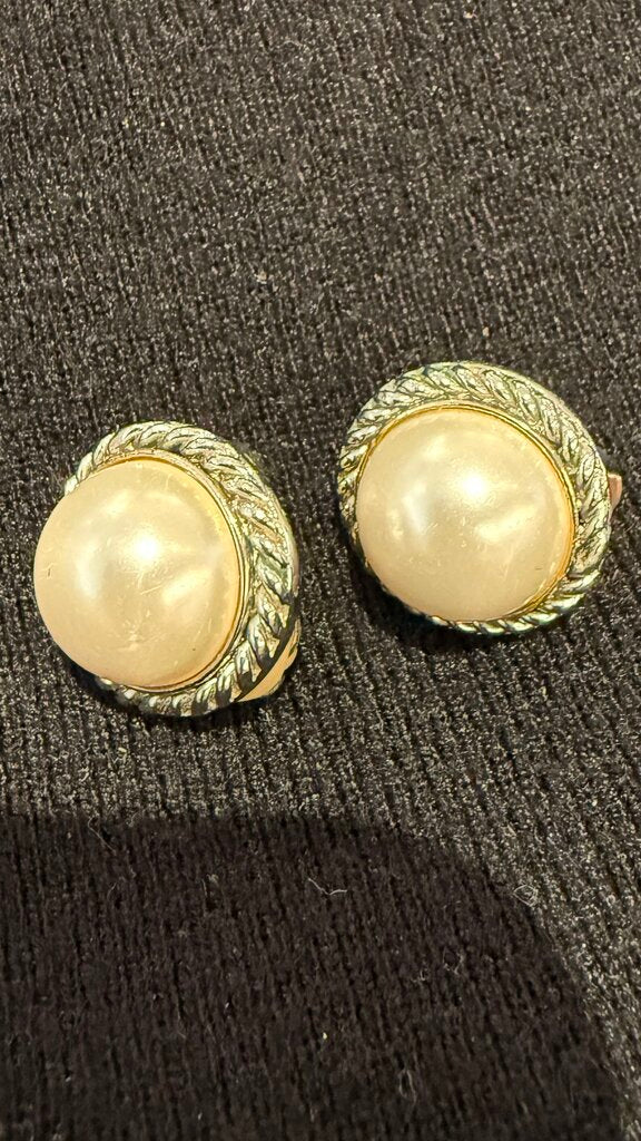 Braided Pearly Clip On Earrings
