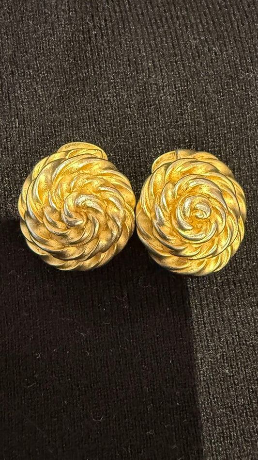 Round Braided Clip On Earrings