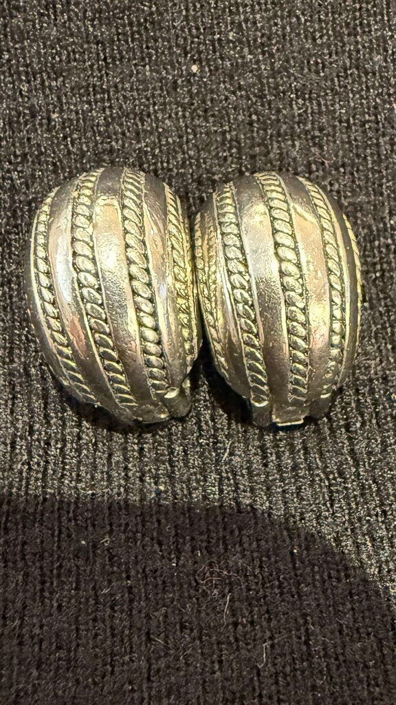 Landau Braided Silver Clip On Earrings