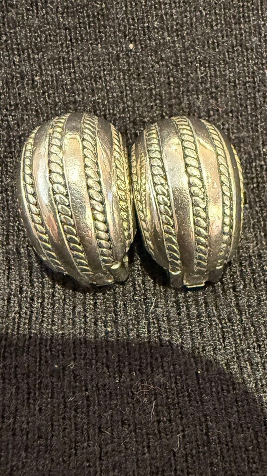 Landau Braided Silver Clip On Earrings