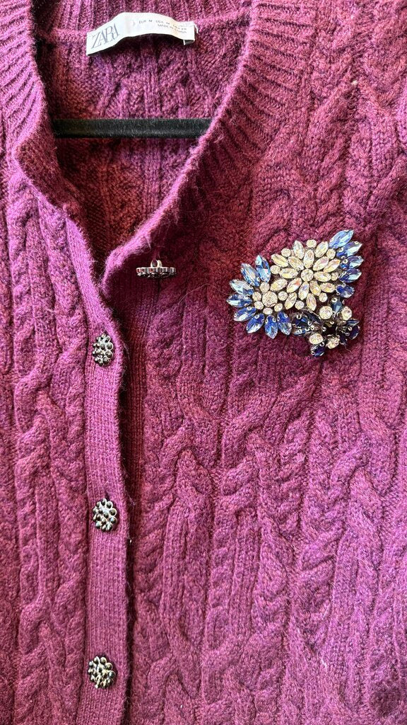 Gem Stone Cable Cardigan Sweater