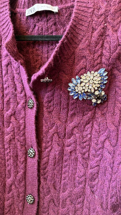 Gem Stone Cable Cardigan Sweater