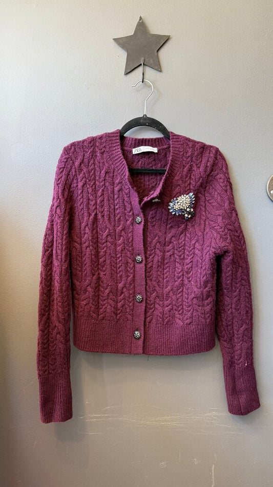Gem Stone Cable Cardigan Sweater