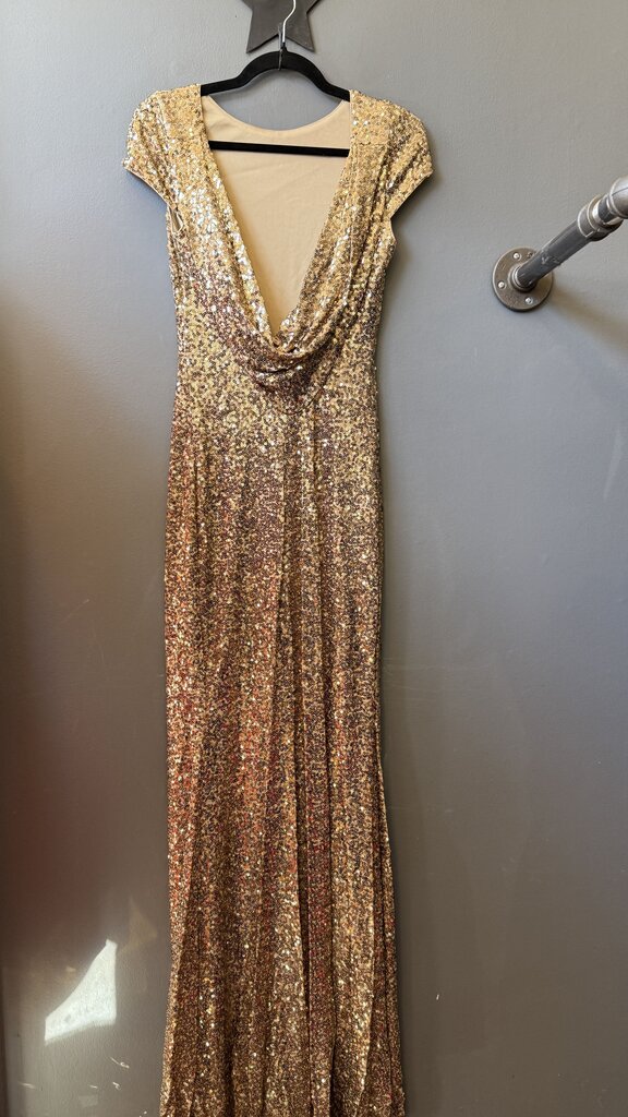 Sequin Cowlback Maxi Gown Dress
