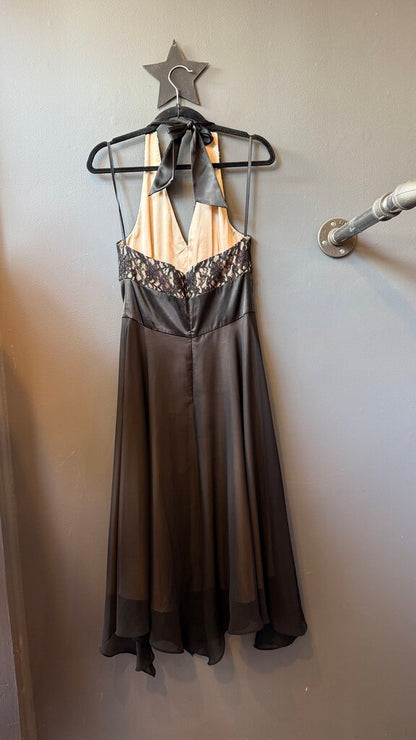 Lace Top Halter Midi Dress