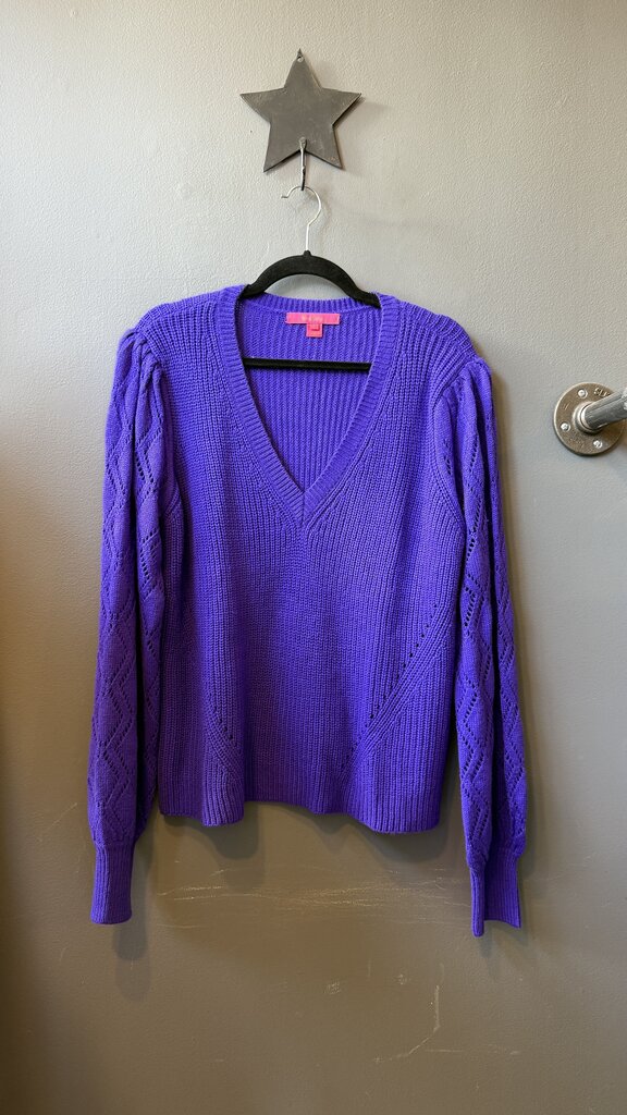 Puff Shoulder Vneck Sweater