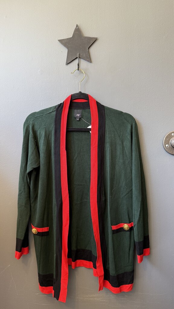 Red Trim Cardigan Sweater