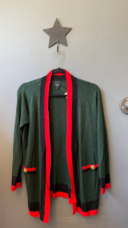 Red Trim Cardigan Sweater