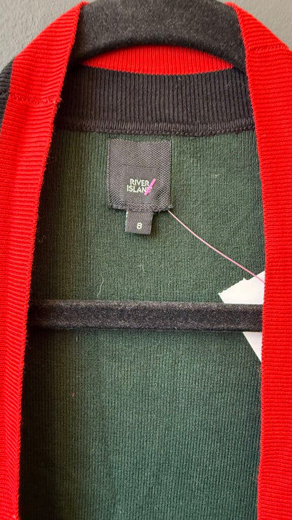 Red Trim Cardigan Sweater