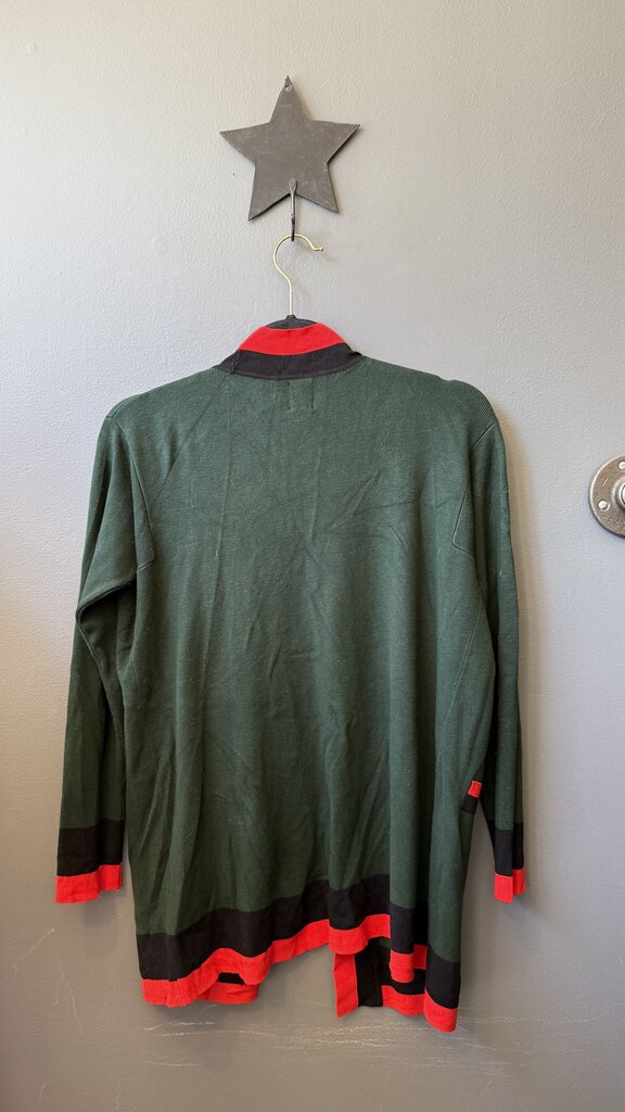 Red Trim Cardigan Sweater