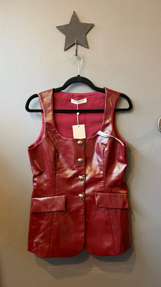 Faux Patent Leather Vest