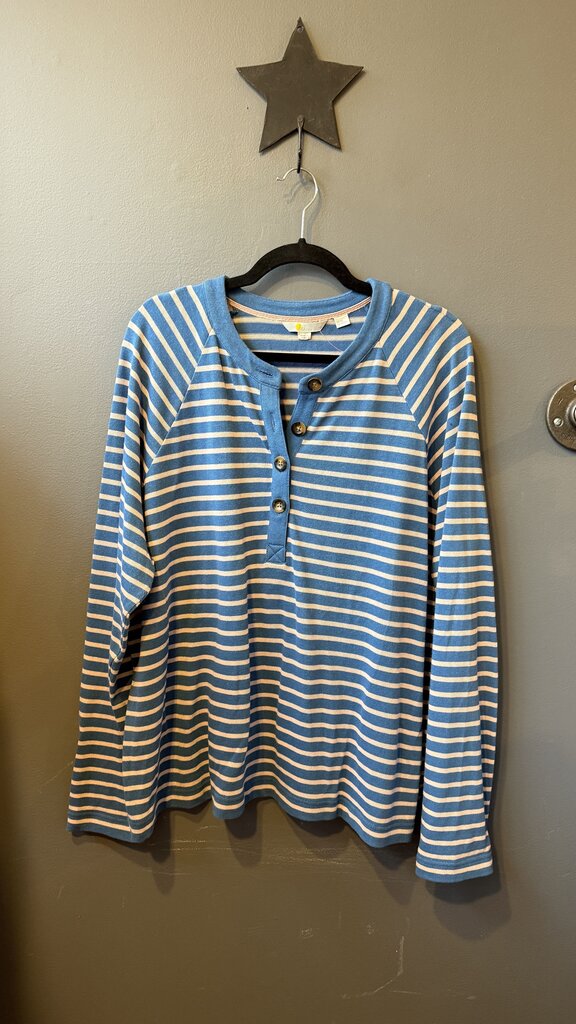 Stripe Cotton Terry Henley Top