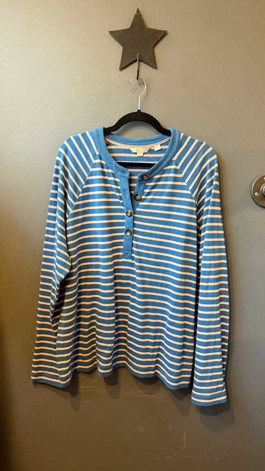 Stripe Cotton Terry Henley Top