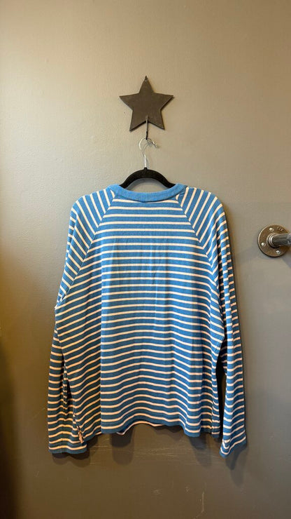 Stripe Cotton Terry Henley Top