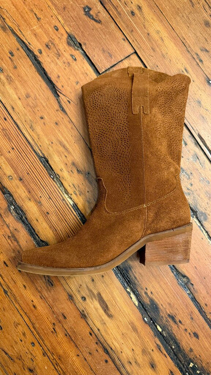 Suede Perforated Boots