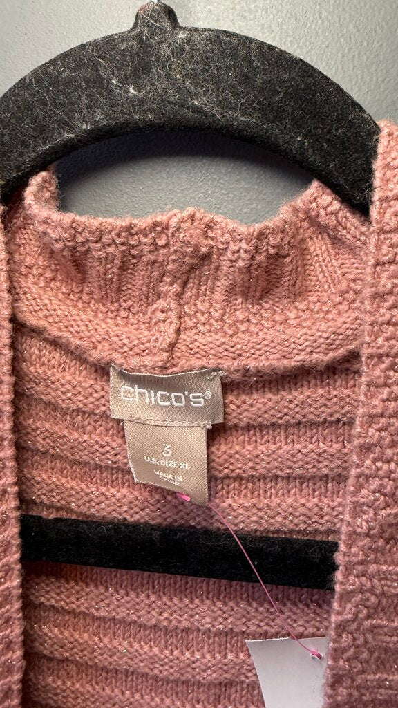 Metallic Sleeveless Open Cardigan Sweater