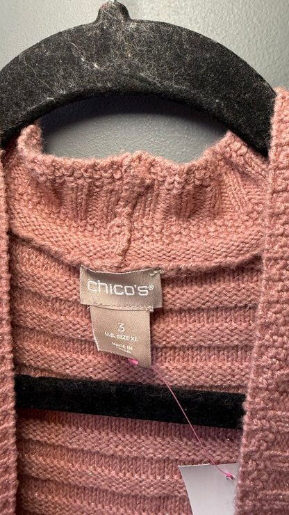 Metallic Sleeveless Open Cardigan Sweater