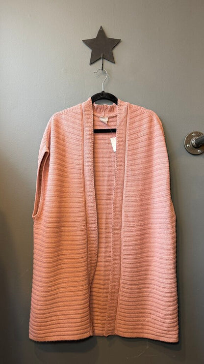Metallic Sleeveless Open Cardigan Sweater