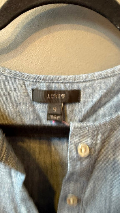 Ruffle Placket Chambray Blouse