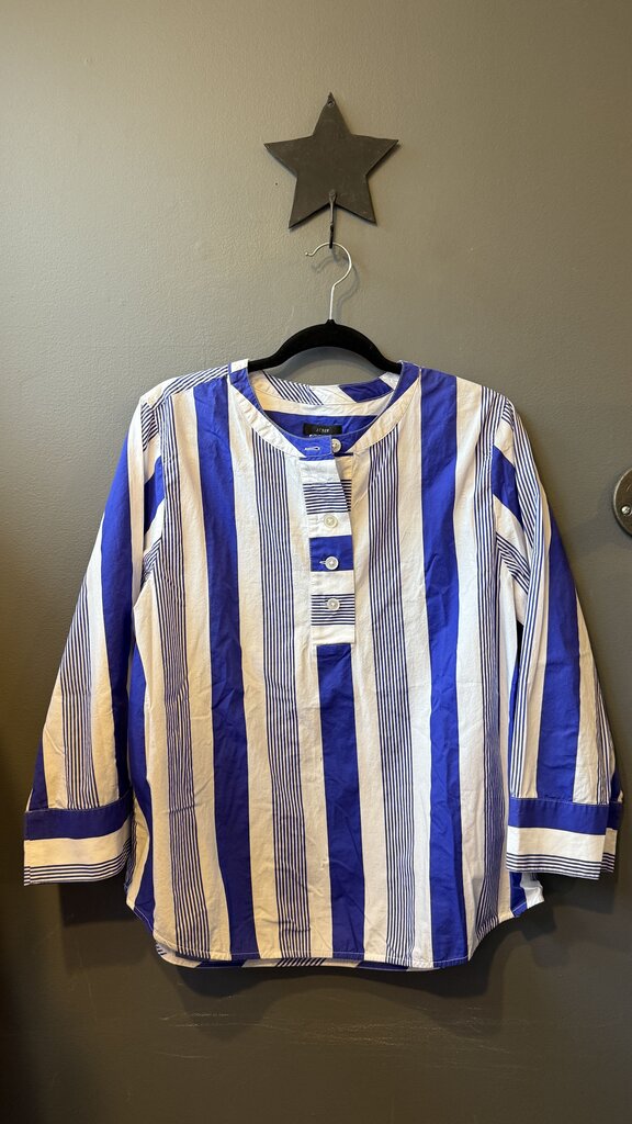 Mixed Stripe Popover Blouse