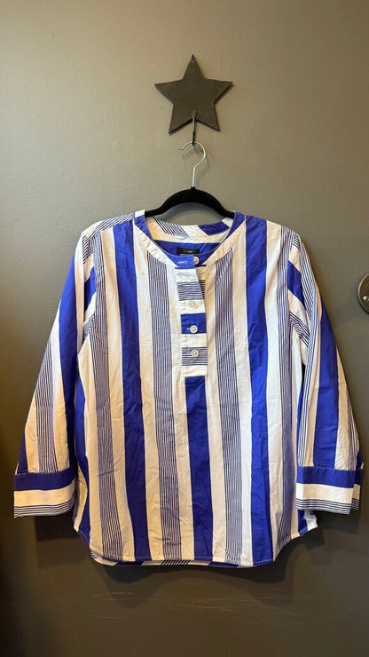 Mixed Stripe Popover Blouse