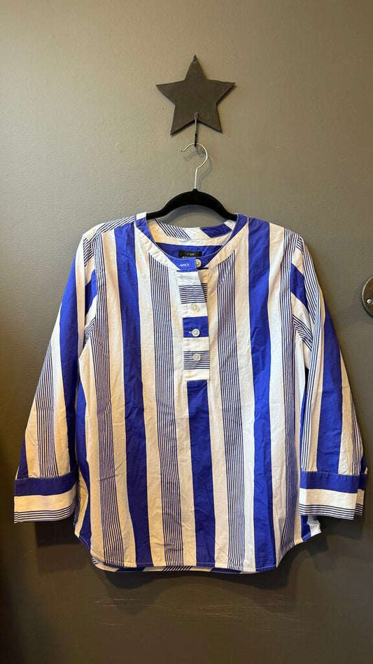 Mixed Stripe Popover Blouse
